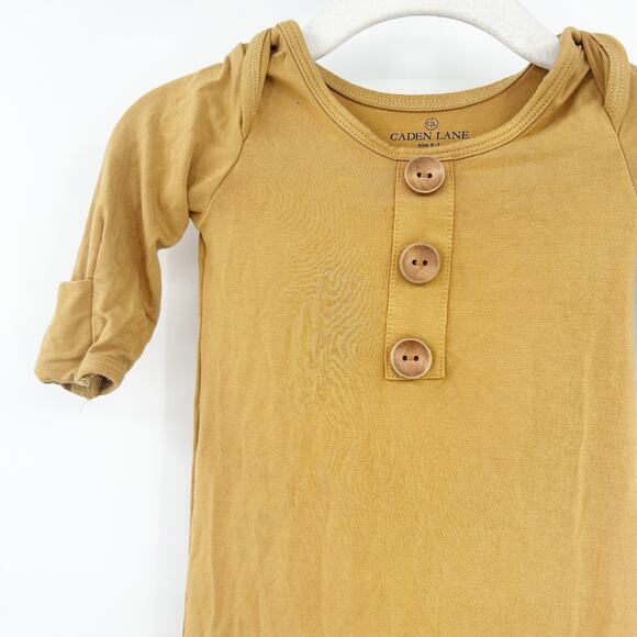Caden Lane Newborn Baby Bamboo Long Sleeve Knotted Sleep Gown Size 0-3M Mustard - Picture 2 of 6